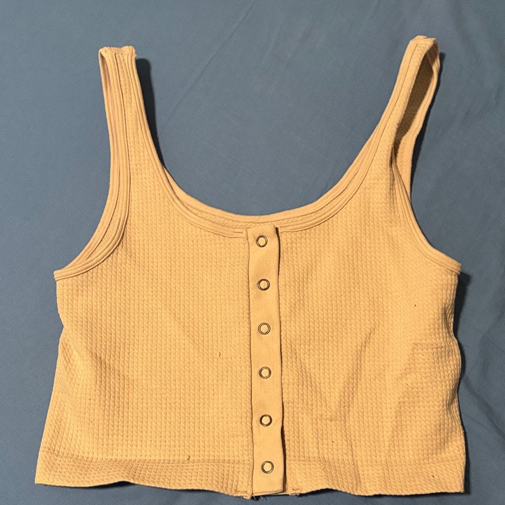 Aeropostale Beige Button-Front Tank Top